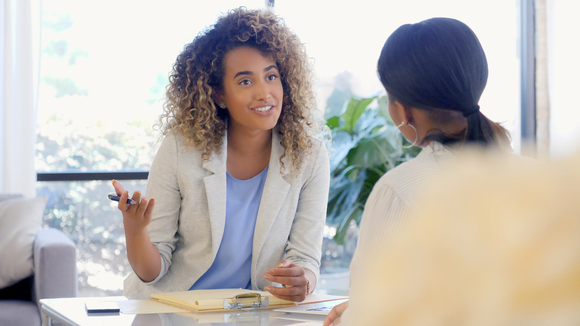 Counselor giving advice to patient